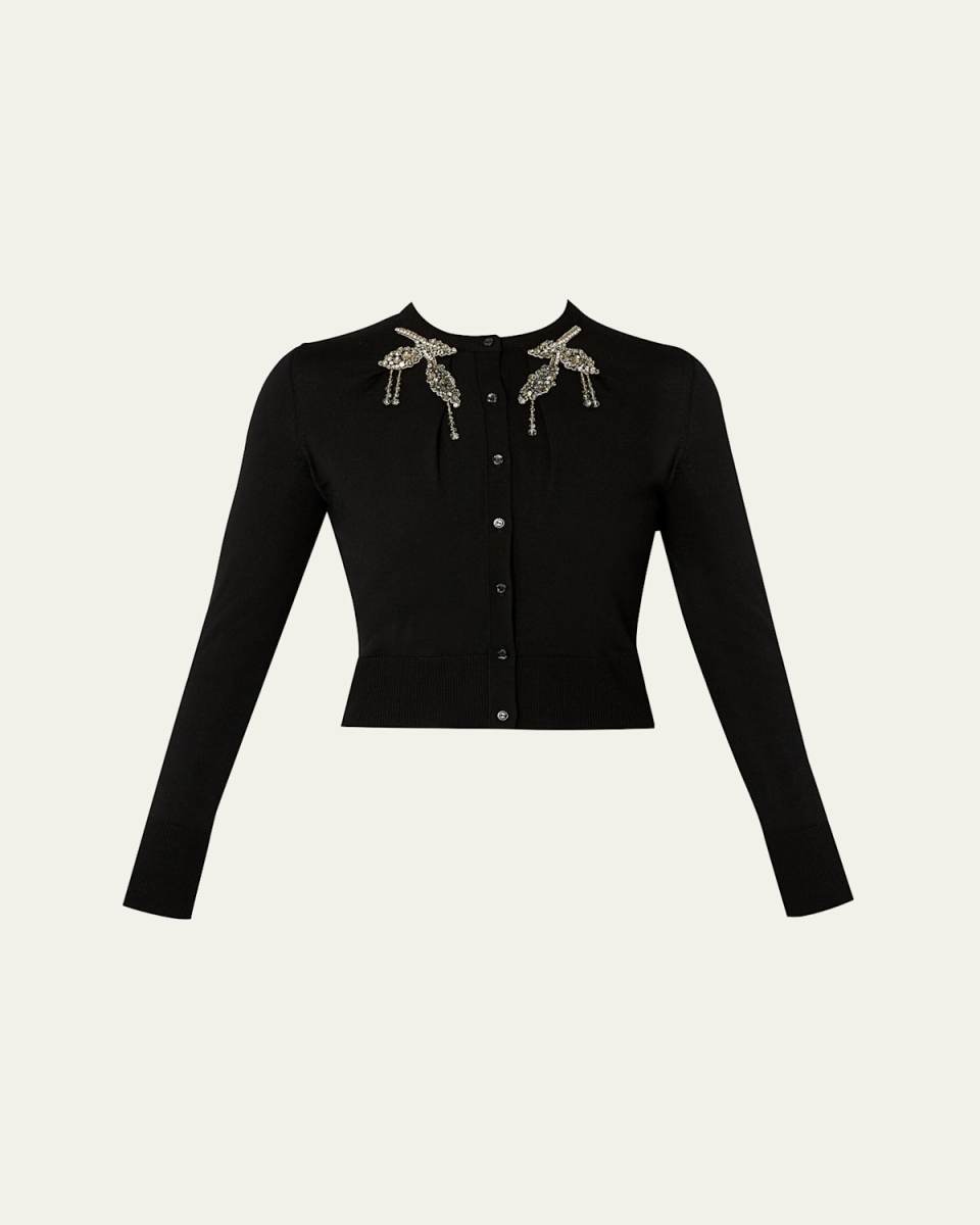Crystal Cropped Wool Cardigan